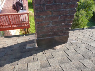 Chimney Base with Saddle Flashing Installed